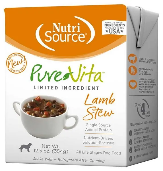 12/12.5 oz. Nutrisource Pure  Lamb Stew Dog Tetra Packs - Health/First Aid